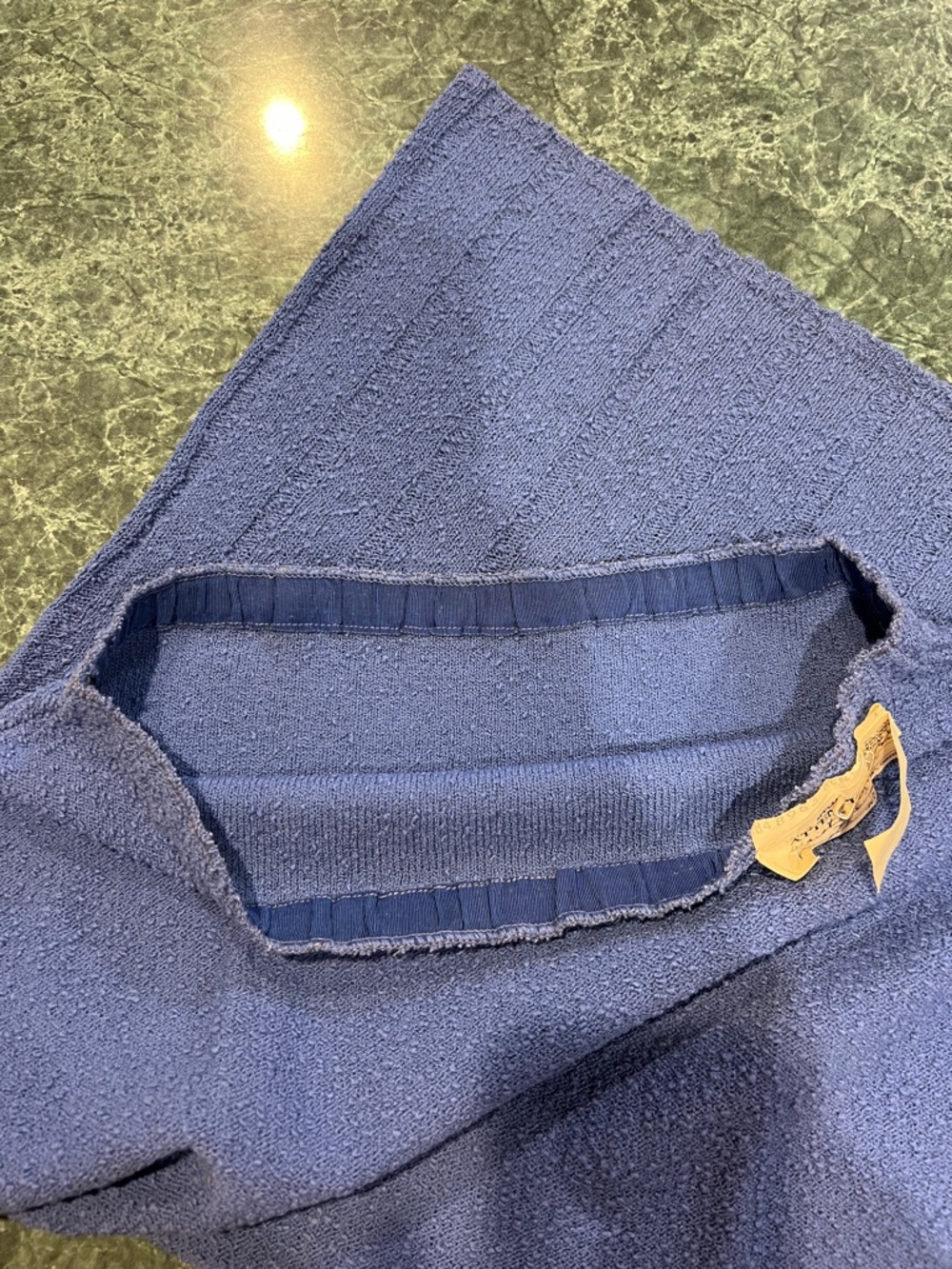 Vintage Blue Textured Knit Two-Piece Skirt and shirt Set - Picture 9 of 11